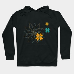 Blooming flowerdesign made of shining geometrical elements in gold and mint Hoodie